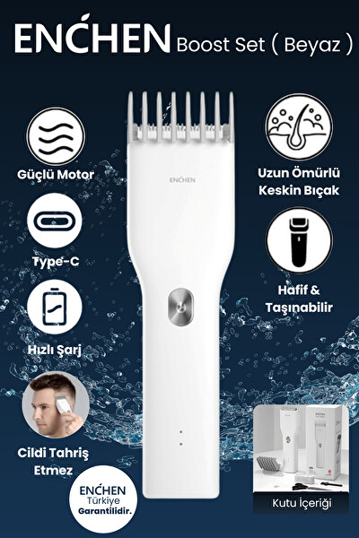 Enchen Boost Beyaz Taşınabilir Şarjlı Saç Kesim Seti