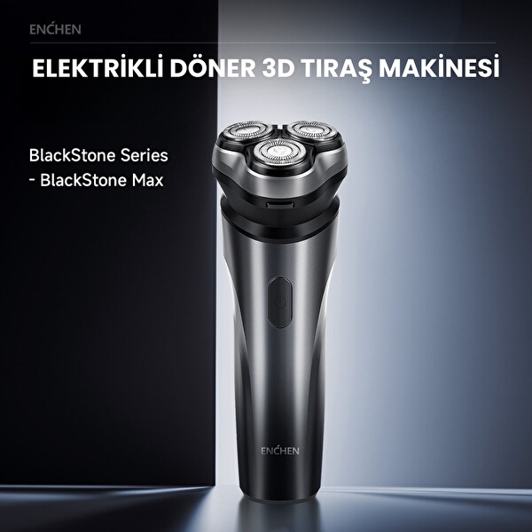 Enchen Blackstone Max Çift Yönlü Kavisli Bıçaklı Şarjlı Islak-Kuru Tıraş Makinesi Siyah