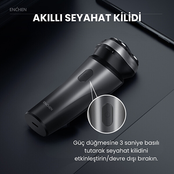 Enchen Blackstone Max Çift Yönlü Kavisli Bıçaklı Şarjlı Islak-Kuru Tıraş Makinesi Siyah