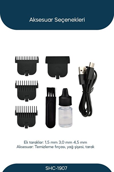 Sinbo SHC-1907 Profesyonel Titanyum T Bıçaklı Tip Saç Sakal Ense Kesme Traş Makinası