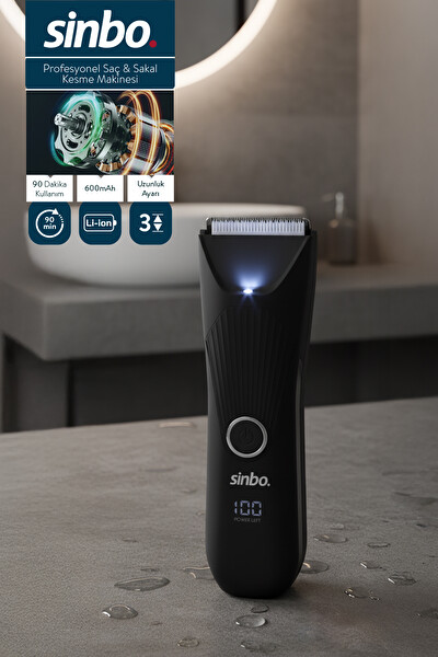 Sinbo SHC-1908 Şarjlı Seramik Bıçaklı Su Geçirmez Saç Ve Sakal Kesimine Uyumlu Tıraş Makinesi