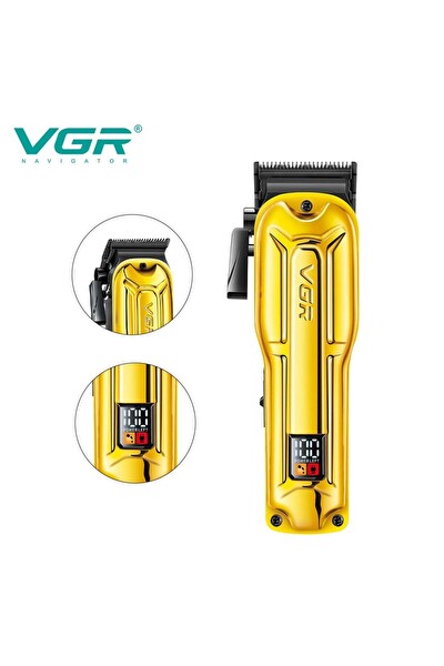 VGR V-138 Profesyonel Şarjlı Saç ve Sakal Tıraş Makinesi LCD Ekranlı Metal Kasa