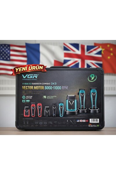 VGR V-035 S3 Profesyonel Saç ve Sakal Tıraş Makinesi Seti 3'lü