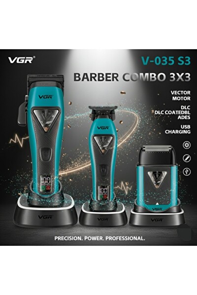 VGR V-035 S3 Profesyonel Saç ve Sakal Tıraş Makinesi Seti 3'lü