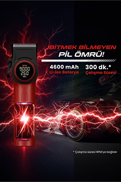 VGR V-001 9000 RPM Dijital LED Ekran 10 Taraklı Şarj Standlı Profesyonel Saç ve Sakal Kesme Makinesi Seti Siyah