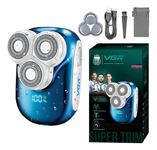 VGR V-346 IPX5 Islak Kuru Mini Seyahat Tıraş Makinesi Mavi