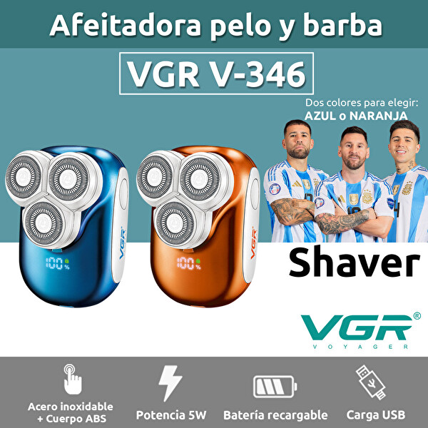 VGR V-346 IPX5 Islak Kuru Mini Seyahat Tıraş Makinesi Mavi
