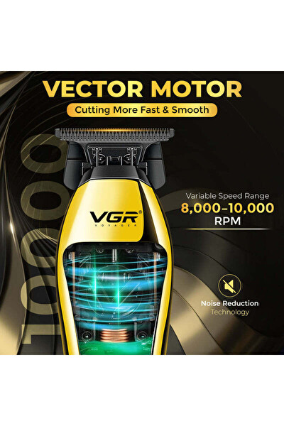 VGR V-994 Vektör Motorlu 8000-10000 RPM DLC Bıçaklı Metal Şarjlı Saç ve Sakal Tıraş Makinesi Sarı