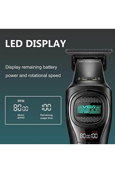 VGR Şarjlı Tıraş Makinesi V-888T - 8000 RPM BLDC Motor DLC T Bıçak - Yeşil