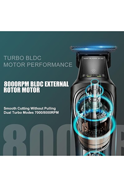 VGR Şarjlı Tıraş Makinesi V-888T - 8000 RPM BLDC Motor DLC T Bıçak - Yeşil