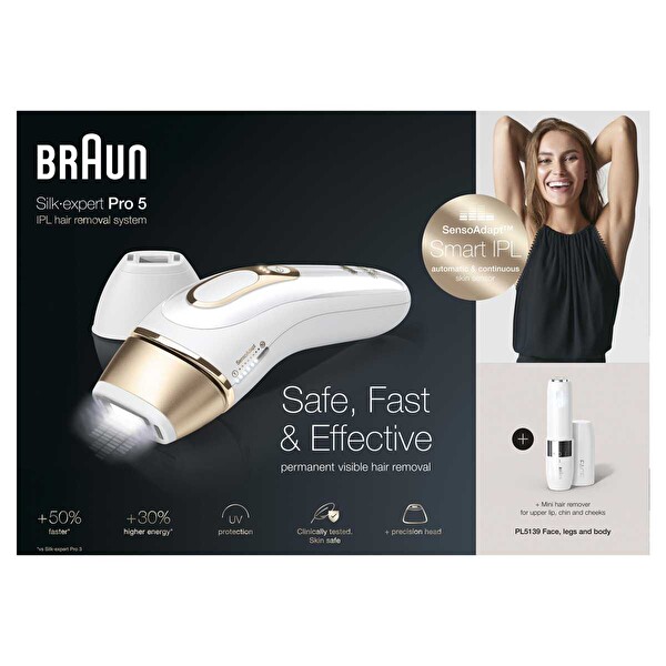 Braun Silk·expert Pro5 PL5139 400.000 Atımlı Yeni Nesil IPL Lazer Epilasyon + Braun FS 1000 Mini Düzeltici