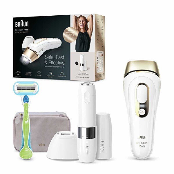 Braun Silk·expert Pro5 PL5129 Yeni Nesil IPL 400.000 Atımlı IPL Lazer Epilasyon + Braun FS 1000 Mini Düzeltici