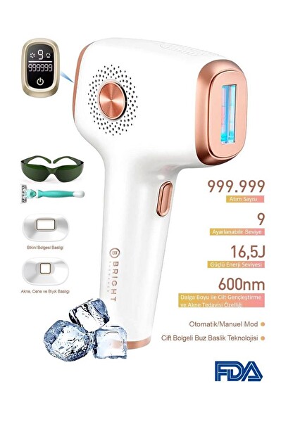 Bright Elegance BE-9030 Buz Lazer IPL Epilasyon 999.999 Atım Otomatik-Manuel Mod Ağrısız Vücut Yüz Cihazı