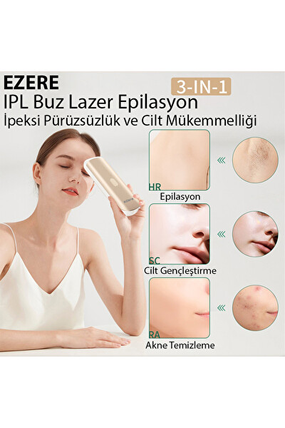 Ezere IPL Buz Lazer Epilasyon 999.999 Atım Otomatik Manuel Dokunmatik Ekran Ağrısız Vücut Yüz Cihazı
