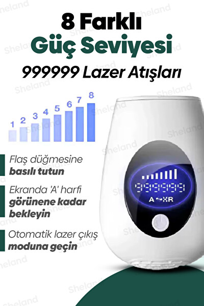 Sheland Pro IPL Lazer Epilasyon Tüy Alma Cihazı 8 Kademeli 900.000 Atım