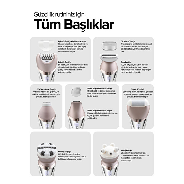 Bester EP7100 Sessiz Güçlü Motor Hassas Ciltler İçin Şarjlı Epilasyon Cihazı