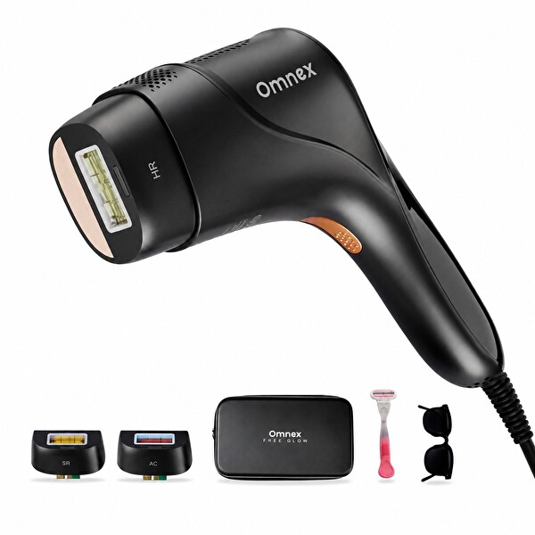 Omnex EliteGlow Buz Başlıklı Akıllı Cilt Sensörlü 10 Kademe Enerji IPL Lazer Epilasyon Cihazı - Siyah