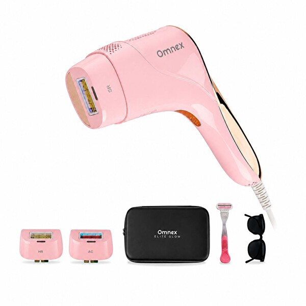 Omnex EliteGlow Buz Başlıklı Akıllı Cilt Sensörlü 10 Kademe Enerji IPL Lazer Epilasyon Cihazı - Pembe