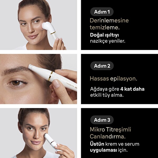 Braun FaceSpa Pro 911 Yüz Epilatörü ve Yüz Temizleme Cihazı - 3 Başlık