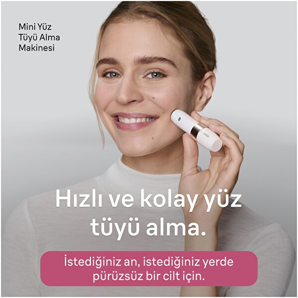 Braun FS1000 Seyahat Boy Kablosuz Kullanım Mini Yüz Tüy Alma Makinesi Pil Ve Temizleme Fırçası