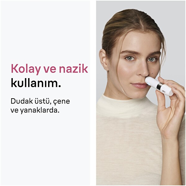 Braun FS1000 Seyahat Boy Kablosuz Kullanım Mini Yüz Tüy Alma Makinesi Pil Ve Temizleme Fırçası