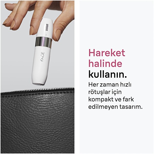 Braun FS1000 Seyahat Boy Kablosuz Kullanım Mini Yüz Tüy Alma Makinesi Pil Ve Temizleme Fırçası