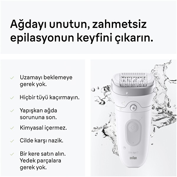 Braun Silk·épil 7 Islak ve Kuru Kalıcı Pürüzsüz Cilt 7-041 Epilasyon Aleti