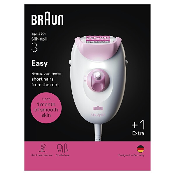 Braun Silk·épil 3 Kalıcı Pürüzsüz Kablolu Epilatör Cilt 3-202