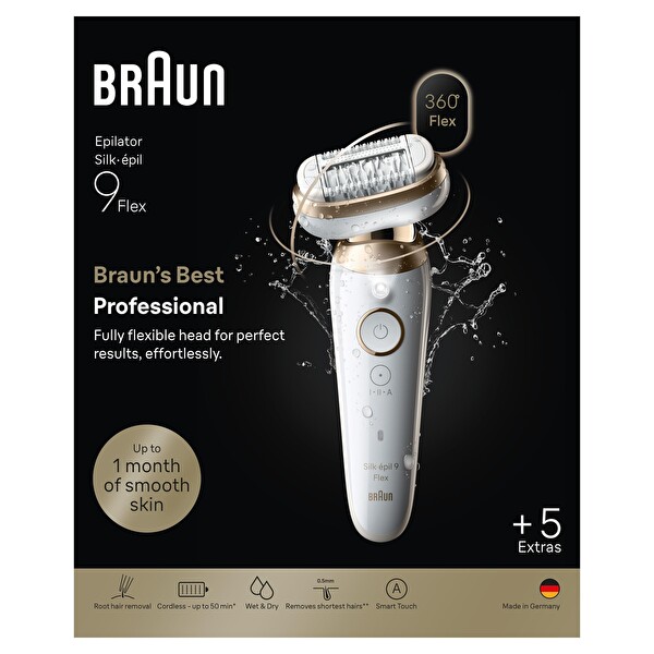 Braun Silk·épil 9 Flex Epilatör Islak ve Kuru Kalıcı Pürüzsüz Cilt 9-071 3D