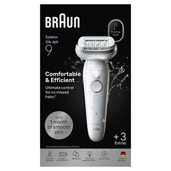 Braun Silk-épil 9 Epilatör Islak ve Kuru Kalıcı Pürüzsüz Cilt 9-030