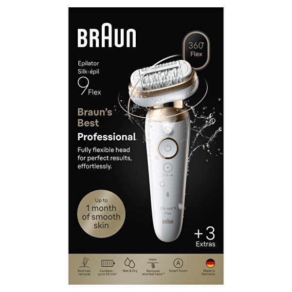 Braun Silk·épil 9 Flex Epilatör Islak ve Kuru Kalıcı Pürüzsüz Cilt 9-030 3D