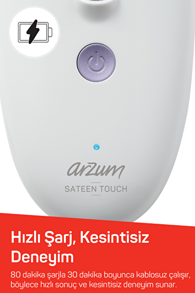 Arzum AR5173 Sateen Touch Şarjlı Epilasyon Cihazı Beyaz