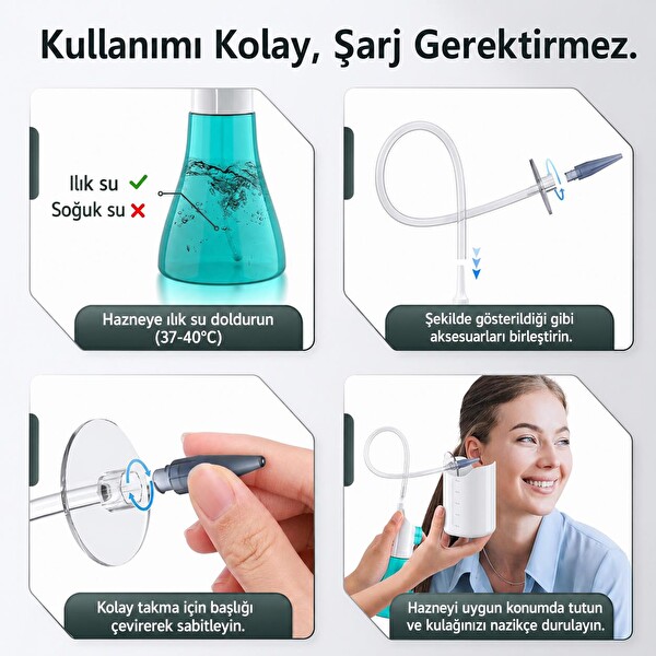Valkyrie Basınçlı Kulak Temizleme Kiti 11 Uçlu Kulak İrrigasyon Cihazı Ev Tipi Kulak Yıkama Seti