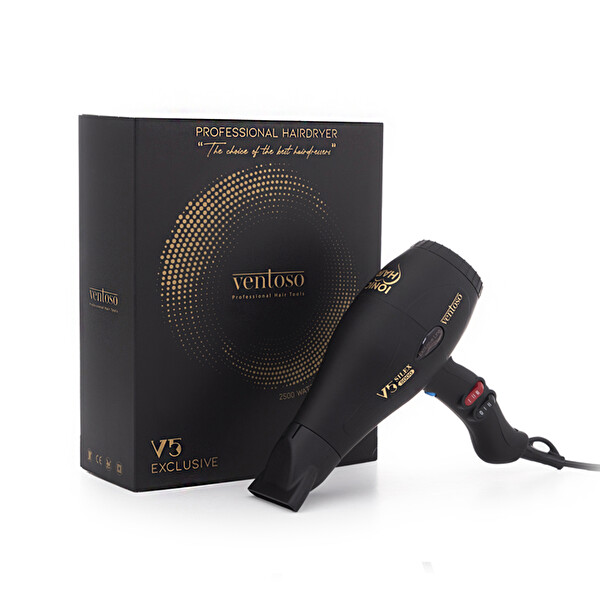 Ventoso V5 Exclusive 2500 W İyonik Silk Touch Black Profesyonel Fön Makinesi