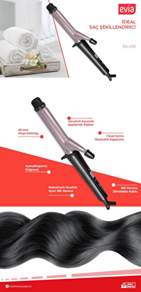 Evia EA-4110 Ideal Keratin Seramik Plakalı Saç Şekillendirici Maşa