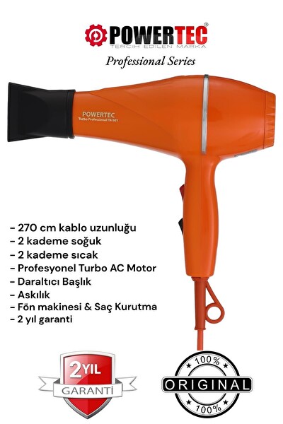Powertec TR-501 Turuncu Fön Makinesi