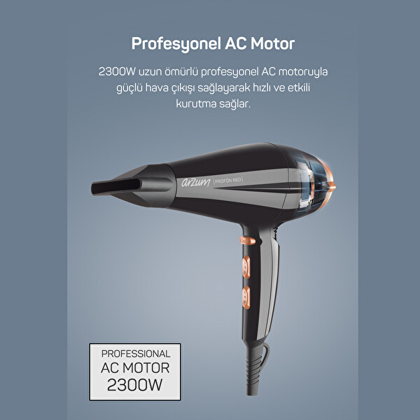 Arzum AR5047 Profön Neo 2300 W Profesyonel Siyah Saç Kurutma Makinesi