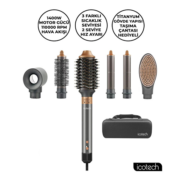 Icotech HS60 6'sı 1 Arada Airwrap Multi Styler Saç Şekillendirici