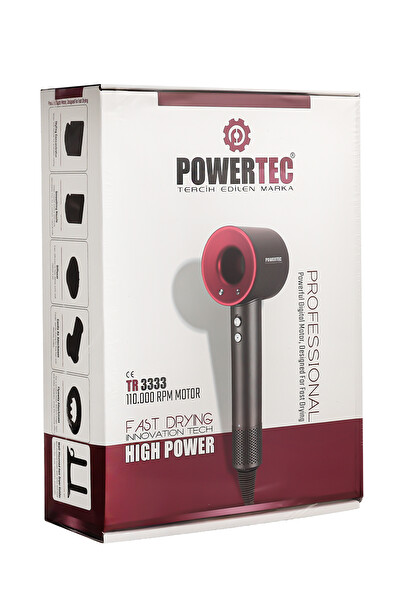 Powertec TR-3333 İyonizerli 5 Fonksiyon Plazma Saç Kurutma & Fön Makinesi
