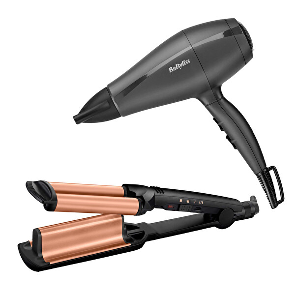 Deep Waver Su Dalgası Maşası ve 2000W Saç Kurutma Makinesi Seti W2447E - 5910E