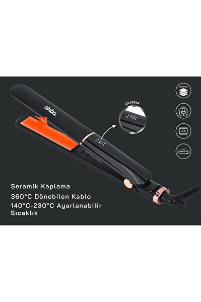 Sinbo SHD-1710 Isı Ayarlı Dijital Saç Düzleştirici Maşa - Siyah