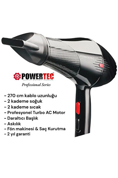 Powertec TR-701 Fön Makinesi - Vigo Başlık - Fön Fırçası