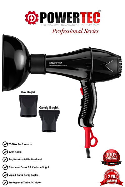 Powertec TR-901 Fön Makinesi - Vigo Başlık Profesyonel Saç Kurutma
