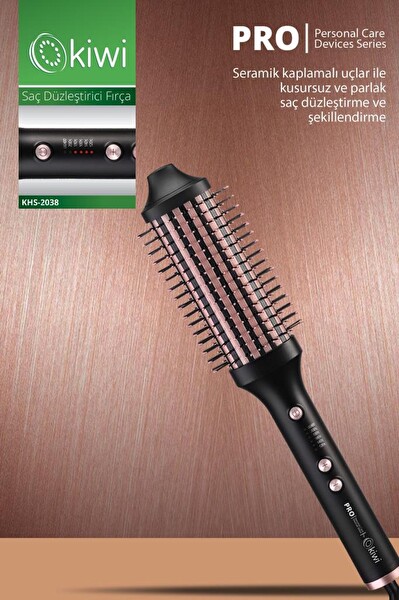Kiwi KHS-2038 Seramik Kaplamalı Saç Düzleştirici Fırça