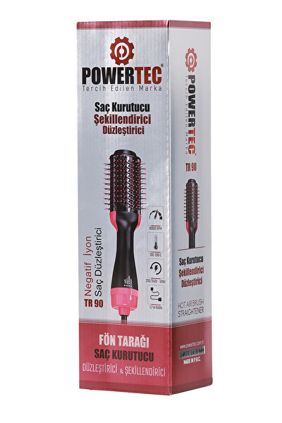Powertec TR-90 İyon Özellikli Profesyonel Saç Şekillendirici ve Saç Düzleştirici Fön Tarağı