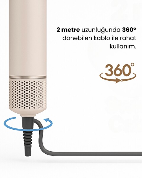 Mieco Aria 8'i 1 Arada İyon Özellikli Saç Kurutma Ve Şekillendirme Seti Şampanya