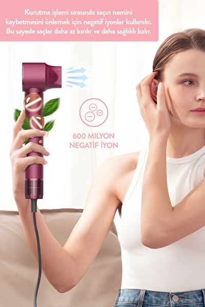 Sinbo Pro Compact SHD-1729 Uzun Multi-Styler 5in1 BLDC Hava Üflemeli Saç Şekillendirici Royal Gilded Red