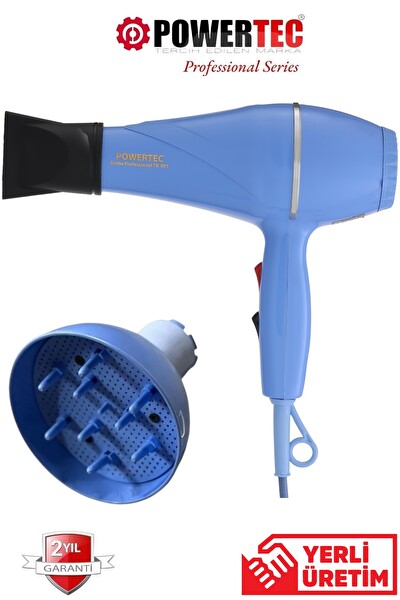 Powertec TR-501 Vigo Başlıklı 2500 W Profesyonel Fön Saç Kurutma Makinesi - Mavi