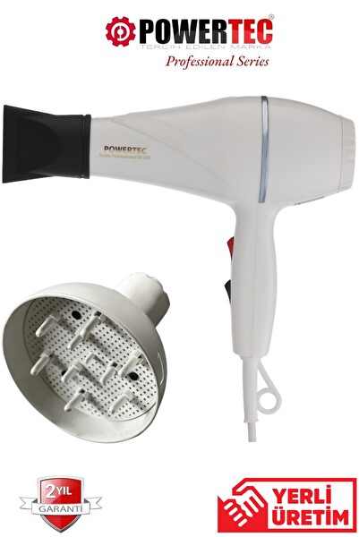 Powertec TR-501 Vigo Başlıklı 2500 W Profesyonel Fön Saç Kurutma Makinesi - Beyaz