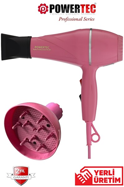 Powertec TR-501 Vigo Başlıklı 2500 W Profesyonel Fön Saç Kurutma Makinesi - Pembe